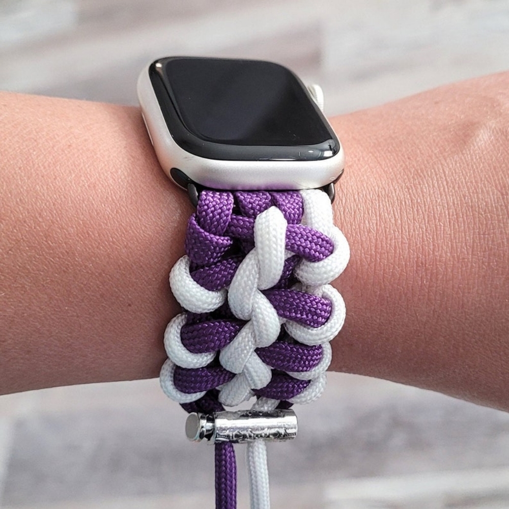 White and Purple Paracord Watch Band for Apple Watch 38/40mm